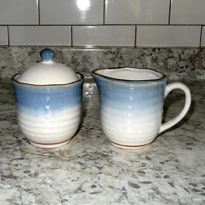 Vintage Studio by Home Collection Sugar Bowl and Creamer Blue - Picture 1 of 6