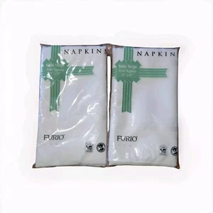 Furio Satin Stripe Napkins 17"x17" (White ) New Made In USA 2 Sets/4 Napkins - Picture 1 of 8