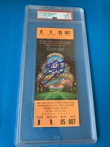 Emmitt Smith Cowboys 1994 Super Bowl XXVIII Full Ticket Signed Auto PSA/DNA - Picture 1 of 4