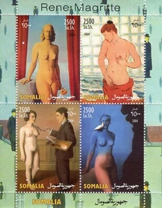 Rene Magritte art nudes s/s 4 stamps; fine art; MNH; 2004 Somalia - Picture 1 of 1