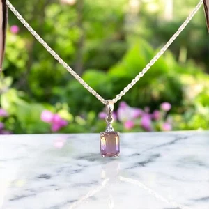 Ciondolo ametrina naturale in argento sterling 925 collana ciondolo fatto a mano per lei - Foto 1 di 20