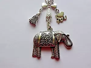 ELEPHANT TASSEL LOVE YOU LUCK CAR REAR VIEW MIRROR AUTO CHARM HOME DECOR - Picture 1 of 2