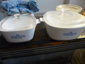 Cornflower Blue Corning Ware Casserole Dish Glass Lid- 2 dish set - Picture 1 of 6