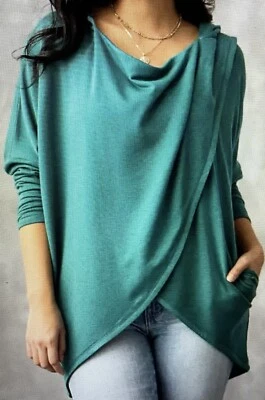 Buckle Black Women's Tulip Hem Soft Hoodie - North Sea Green Fleece Lined NWT - Image 1 of 4