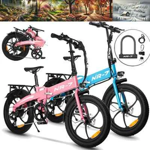 NR-7 E-bikes Bike for Adults 20" Bicycle Electric 750W PEAK Folding Pink Ebike - Picture 1 of 14