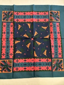 Vintage Paris Bandana Indianer Südwesten türkis rosa Made in USA Schal - Bild 1 von 7