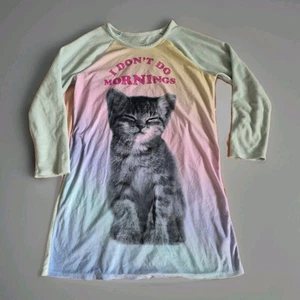 Sz XL 14-16 I don't do Mornings Sleep Nightgown Soft Warm Cat - Picture 1 of 8