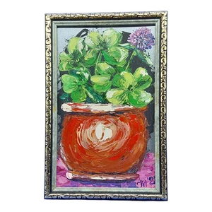 Kleeblatt 3D Original Gemälde Kleeblatt Dekor für Küche Hendmade Wandkunst OOAK - Bild 1 von 24