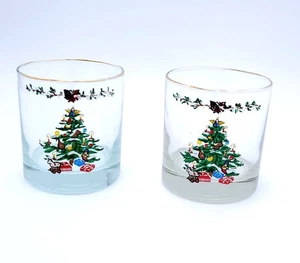 Vintage Luminarc Christmas Tree Whiskey Glass Set Of 2 - Picture 1 of 8