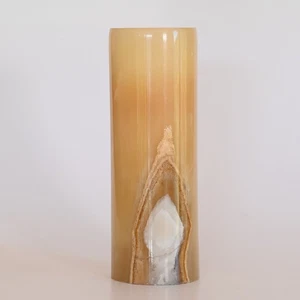 Jarrón de mármol ónix beige vintage piedra natural jaspeado 21 cm - Imagen 1 de 8