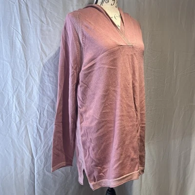 Suéter con capucha rosa de manga larga pequeño grande para mujer J. Jill Foto 1 de 4