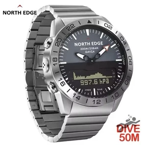 NORTH EDGE Męski zegarek nurkowy Military Army Luksusowy w pełni stalowy smartwatch Kompas - Zdjęcie 1 z 11