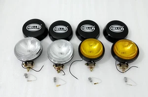 Hella Yellow & Clear Fog Lamp With Bulb H3 Halogen Bulb Universal Fit 2 Set - Picture 1 of 24