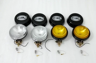 Hella Yellow & Clear Fog Lamp With Bulb H3 Halogen Bulb Universal Fit 2 Set Foto 1 de 4