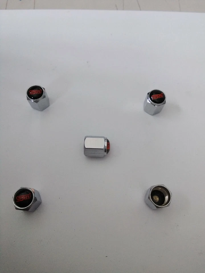 Set of 5 Wheel Tire Caps Air Valve Stem Cover For SUBARU STI BLACK Car  Foto 1 de 1