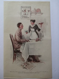 Anuncio de revista vintage 1918 crema de trigo "SOLDADO Y BONITA CAMARERA FRANCESA" - Imagen 1 de 2