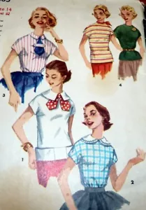 * Schöne Vintage 50er Jahre Bluse Schnittmuster 14/32 - Bild 1 von 1