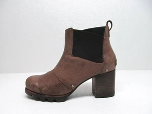 Sorel Addington braune Leder Chelsea Absatz Damenstiefel Größe 7 M - Bild 1 von 10