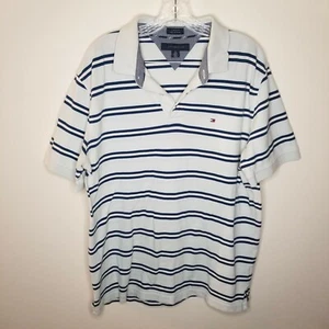 Tommy Hilfiger Mens Light Blue Striped Short Sleeve Polo Size XL - Picture 1 of 4