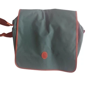 Vintage Ralph Lauren Medium Green Canvas Tote Laptop Travel Bag Polo Sachel - Picture 1 of 8