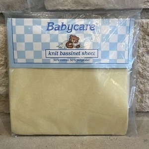 1u) Vintage Babycare Knit Bassinet Sheet Yellow New Made In USA 16”x32” - Picture 1 of 2