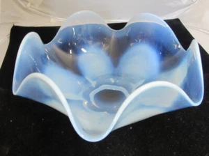 Duncan Miller CANTERBURY  Blue Opalescent BOWL   3 3/4" high on Sides    VGC - Picture 1 of 5