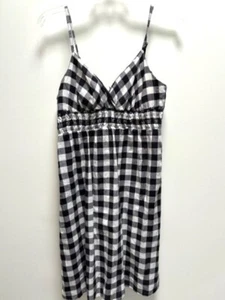 Passport Sundress Size Large Black & White Plaid Empire Waist Spaghetti Straps - Picture 1 of 12