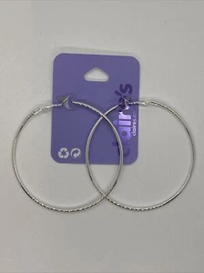 Claire's Accessories Large 50mm Silver Colour Hoop Earrings BNWT - Picture 1 of 2