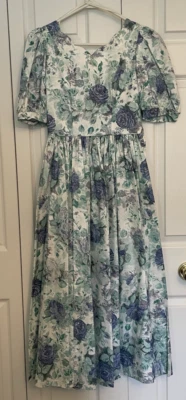 Vestido Floral Vintage Laura Ashley Cottagecore Manga Abullonada Lazo Trasero Pradera 6 Foto 1 de 4