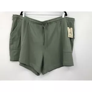 Terra & Sky Cotton Blend Drawstring Shorts Green 3X NEW - Picture 1 of 5