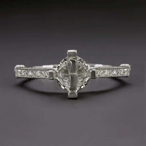 ANILLO DIAMANTE ESTILO VINTAGE FILIGRANA GRABADO SEMI MONTAJE 6,5 MM MONTURA REDONDA 1CT - Imagen 1 de 4
