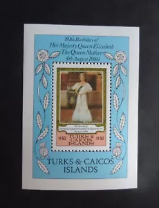 Turks & Caicos 1980 Reina Madre 80 Cumpleaños Como Nuevo Estampillada sin montar UM Sin montar Como Nuevo - Imagen 1 de 1