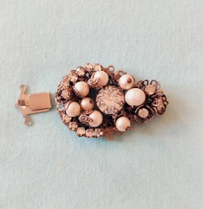 Chiusura scatola strass vetro finto perle Eugene vintage riparazione gioielli ricambio - Foto 1 di 10