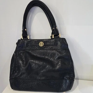 Tory Burch Black Leather Small Tote Pre Loved Great Condition - Picture 1 of 18