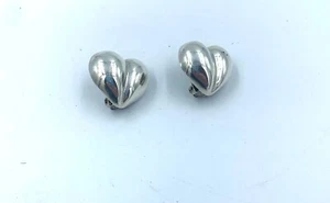 925 STERLING SILVER VINTAGE ZINA HEART CLIP ON EARRINGS 14.4 G - Picture 1 of 4