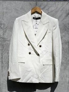 Zara Women's Tailored Double Breasted Lapel Collar Blazer Cream Size | Small | - Picture 1 of 7