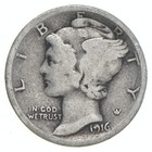 G+ 1916 Mercury 90% Silver Dime *0131