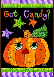 NEW TOLAND HALLOWEEN GARDEN FLAG GOT CANDY? JACK O'LANTERN 12.5 x 18 ADORABLE!! - Picture 1 of 1
