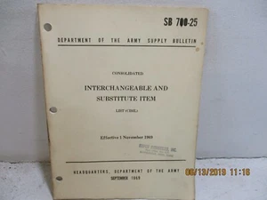 SB 700-25 CONSOLIDATED INTERCHANGEABLE AND SUBSTITUTE ITEM LIST (CISIL) - Picture 1 of 6