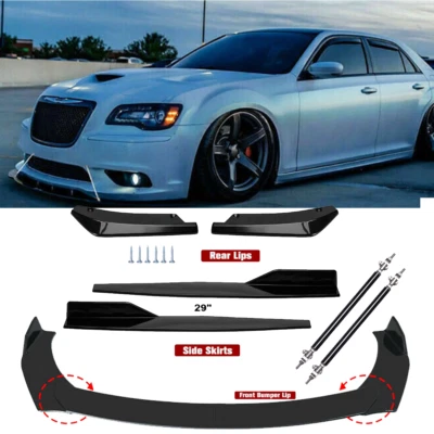 Front Bumper Lip Spoiler Rear Side Skirt Splitter Strut Rod For Chrysler 300 S Foto 1 de 4