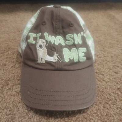 Vintage Gymboree Hat 2T-3T Brown Green Plaid It Wasn't Me Dog Baseball Cap - Image 1 of 4