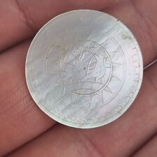 Antique Chinese Carved Mother Of Pearl Gaming Counter Circular 2.6cm #12