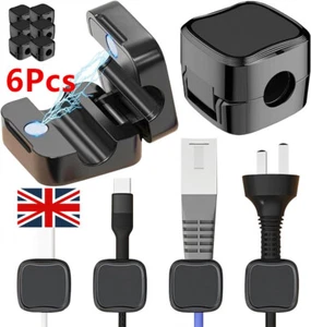 Lot de 6 Clips de Gestion de Câble Magnétique, Support Cordon de Charge Électrique Téléphone UK - Photo 1/18