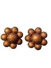Vtg 1950S Signed Western Germany Copper Beads Cluster Clip On Earrings 1"