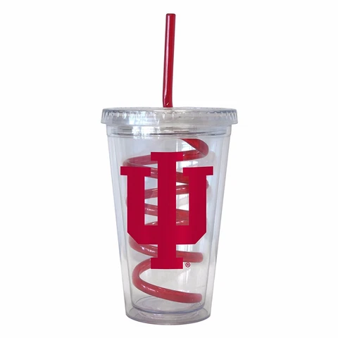 Indiana Hoosiers 16 oz Tumbler with Swirl Straw Cover