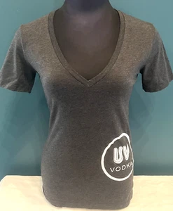 NWOT UV VODKA T SHIRT GREY WOMENS SLIM FIT COTTON/POLY BLEND V-NECK SIZE MEDIUM - Picture 1 of 7