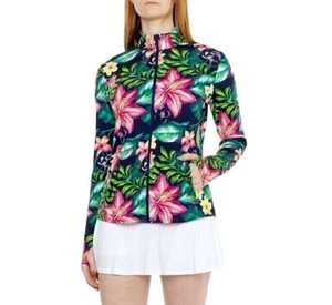 NWT Tommy Bahama Aruba Navy Floral Long Slv Full Zip Golf Tennis Jacket S,M,XL - Picture 1 of 10