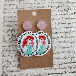 Handmade Acrylic Ariel The Little Mermaid Earrings - Picture 1 of 2