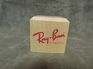 Vintage Ray-Ban Sunglasses Advertising Smaller Size Square Wood Display Block #1 - Picture 1 of 5