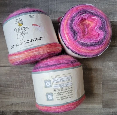 Yarn Bee Dee-Lish Boutique Yarn Lot Of 3 'Tart To Tango' #52 Pink Acrylic Alpaca - Image 1 of 2